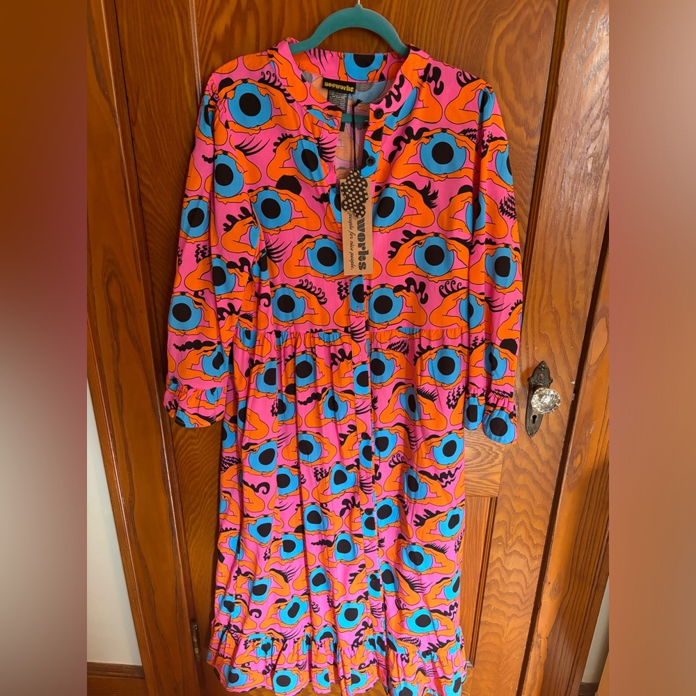 NOOWORKS NWT Olive Dress in Psychedelic Eyes Print Size Large—RARE - Picture 3 of 4